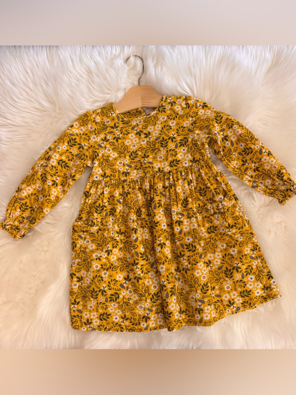 Girls size 3/4 yellow/grey/white Floral Long-Sleeve Girls' Dress by Tu